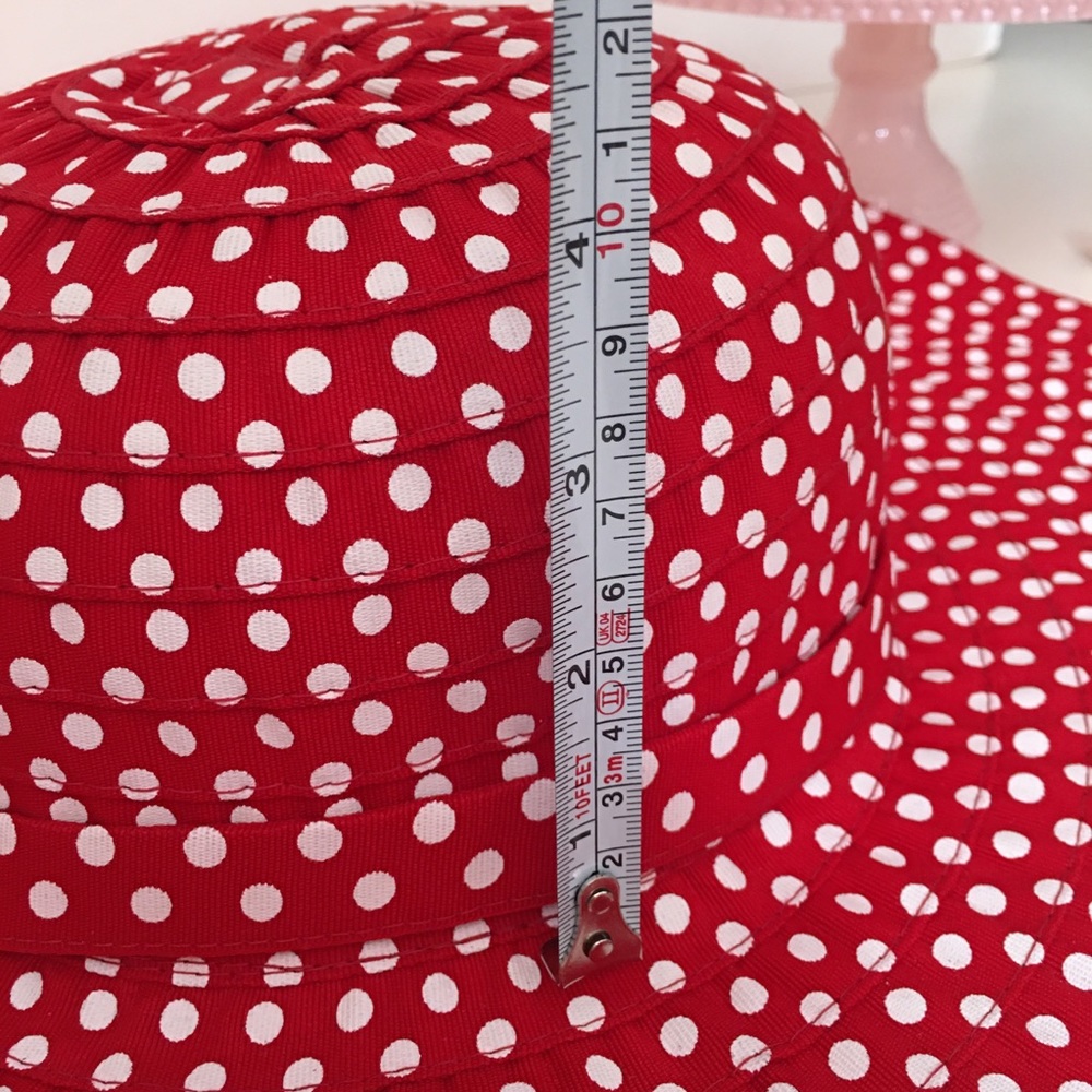 Vintage style Hatagirl Retro Wide brim Sunhat Red Polka dot - Picture 3 of 8